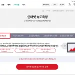 KT 인터넷 속도 체크 홈페이지 바로가기